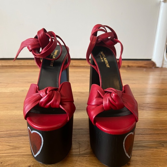 SAINT LAURENT RARE HEART PLATFORM HEELS  37 - Picture 4 of 9